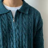 Liu Cable Semi Zip Up Karanite