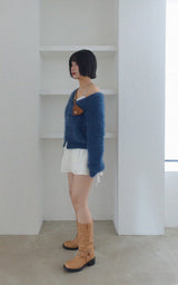 CLOUD FUR KNIT CARDIGAN (BLUE)