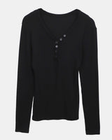 Karun Snap V-Neck Long Sleeve T-Shirt
