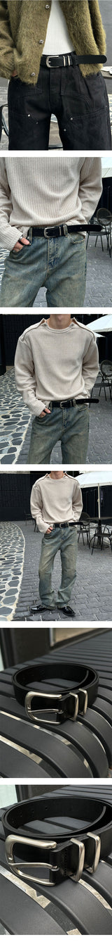 [PREMIUM] Double buckle leather belt