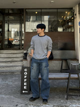 With crop stripe long-sleeve tee