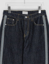 Muki Line Cut Raw Denim Wide Pants
