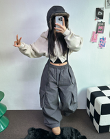 ピグメントハーディークロップドフーディージップアップ ❤🩶🤎 3COLOR
