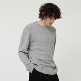 CASHMERE BLEND WOOL CREW NECK KNIT GRAY
