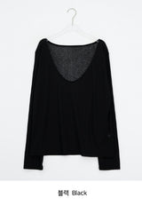 Levui Summer See-through V-Neck Layered Long Sleeve Tee