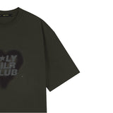 オーバーサイズ ヒップホップ ダンススタジオ ハートグラフィック 半袖Tシャツ_KHAKI