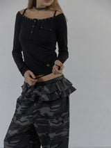 SLEEVELESS LAYERED TOP / BLACK