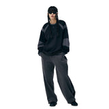 CONTRAST DETAILED SWEAT SHIRT [BLACK]