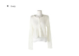 Gron Soft Scratch Wool See-Through Knit Cardigan
