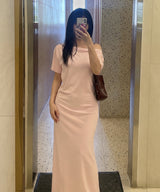 オフショルダースリットロングワンピース Pink