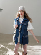 Indigo Denim Utility Pocket Vest