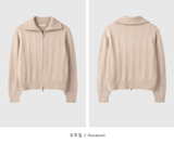 [1,000 Sold] スロー ケーブル ニット ジップアップ / 5カラー