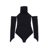 ルーズネックロングスリーブボディースーツ (black)
