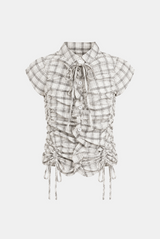 Meira Check Shirring Blouse