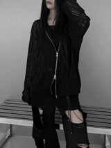 [unisex] パンチングレースフードジップアップ (3color)