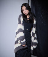 UNISEX ボーダーシャギーカーデ