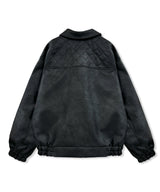 UNISEX フェイクレザーキルティングブルゾン_ブラック
