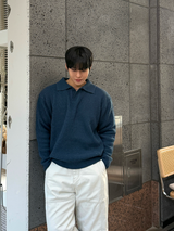 オープンカラーハチニット