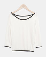 Patin Boat Neck 7-Sleeve Color-Blocked T-Shirt