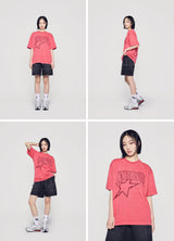 [24SS] スターAEロゴピグメントウォッシングTシャツ　ピンク