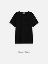 [S/S] ジッパーヘンリー ネック ハーフ ニット(4color)