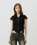 SYLPH SHIRRING SHIRT / BLACK