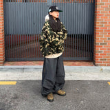 オーバーサイズ カモ シェルパ ジップアップ