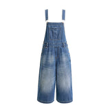 Vintage Washed 7/8 Wide-Leg Denim Overalls