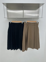 Black Royal Pleats Midi Skirt
