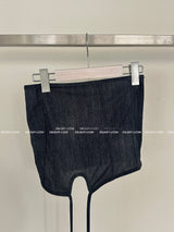 Halterneck Strap Denim Tube Top