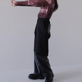 fake leather switching pants