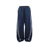 HIERARCHY STUDIOS TMTNW - Dusty Blue Four Stripes Baggy Pants