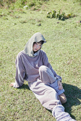 VELVET STRIPE WIDE PANTS (OAT)