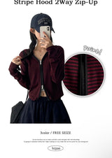 Sty Stripe Two Way Slim Hooded Zip-Up