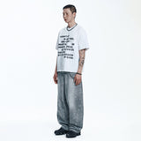 ウォッシュド クロップ レタリング ショート スリーブ - WHITE