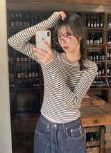 Slim Fit Crop Border Rib Knit (4color)