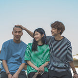 M17110 M. Tシャツ オフストライプグリーン