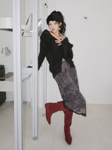 chiffon banding leopard long skirt