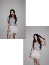 Romance Flower Shirring Sleeveless Top