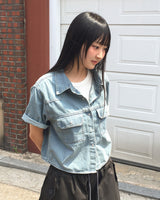 Sino Pocket Snap Button 半袖デニムシャツ