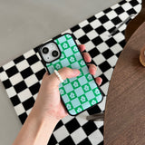 Flower check pattern epoxy bumper case (green)