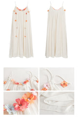 Mobile flower sleeveless long dress