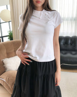 フォルネルアンバランス襟付き半袖Tシャツ