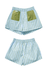 Sky Green Stripe Shorts