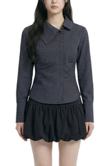 Classic Square Collar Check Shirt
