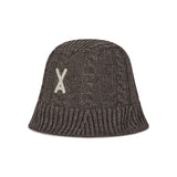VA Applique Cable Knit Bucket Hat / Brown