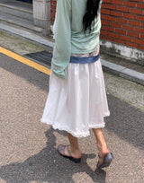 Fiumi Frill Shirring Midi Banding Skirt