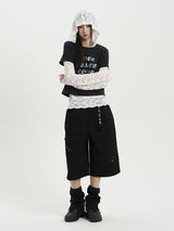 LACE BUTTON HOODIE TOP