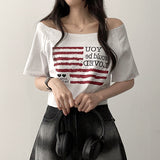 Risch アンバランスショルダー半袖Tシャツ