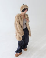 Fake fur back-banding turban hairband